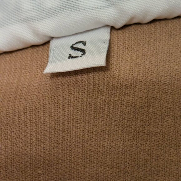 Bryn Walker Oversized Ribbed Knit Jacket Tan Button Front Ruched Drawstring Hem - Picture 6 of 7